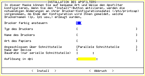 'apsfilter' konfigurieren mit dem Yast